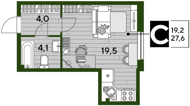 Найти недорогие квартиры в Краснодаре. Продажа квартиры-студии 27,6 м², 2/16 этаж